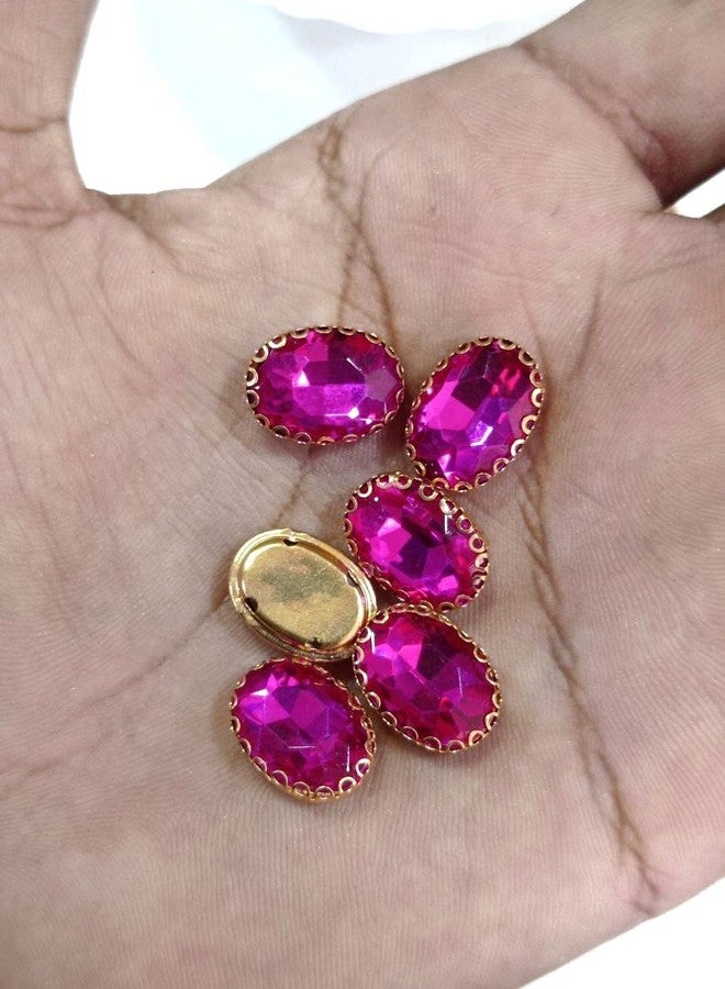 LECRAFT Jewellery Making Sew On Rhinestone/Clipstone Oval Pack of 10pc. (13 * 18, Rani Pink) - Image 3